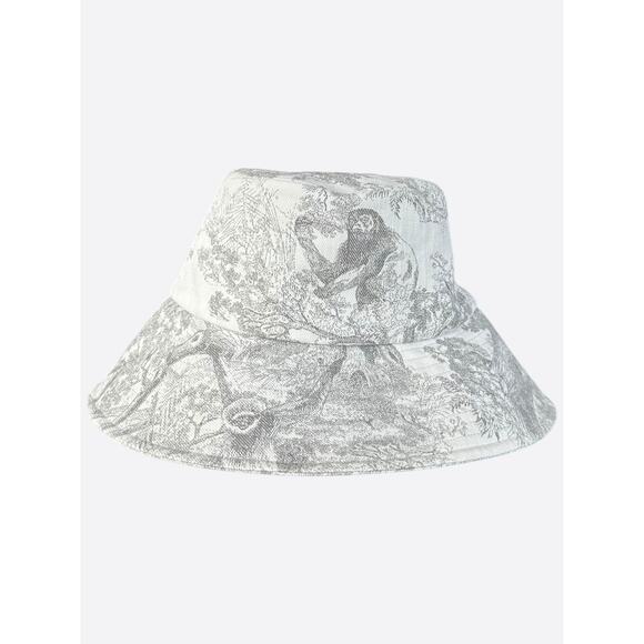 Dior White & Grey Toile de Jouy Bucket Hat